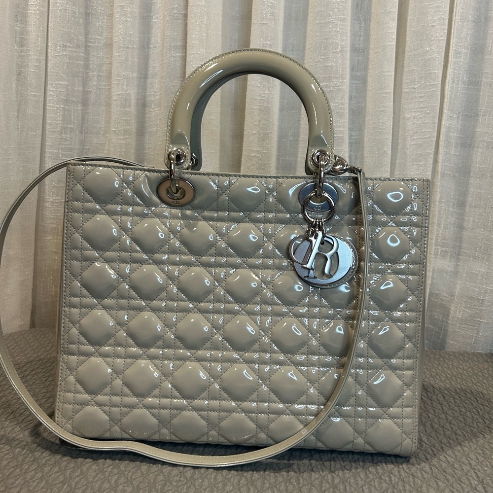 Dior Gray Tote with Signature Cannage Quilting
